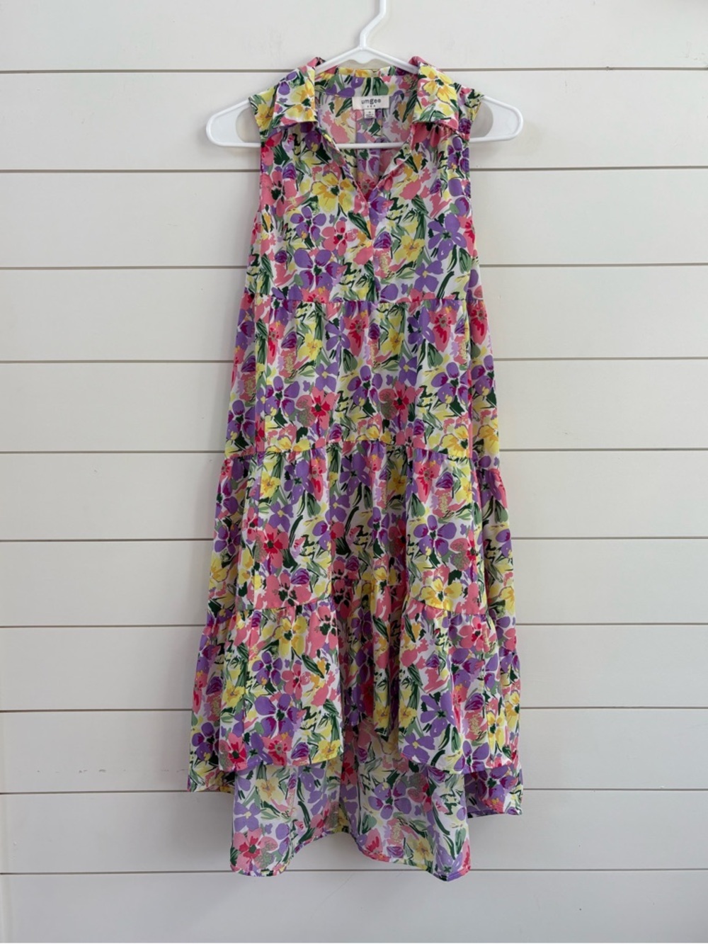 Umgee Floral Tiered Collared Dress